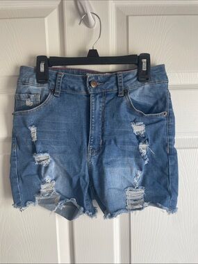 Vince Blue Distressed Mid-Blue Denim Women's Shorts Size 7